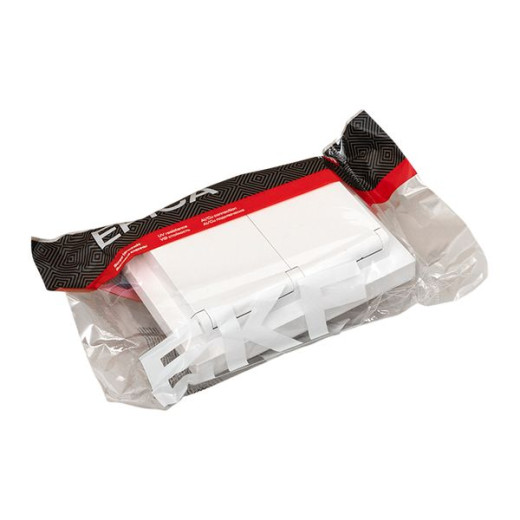 Механизм розетки двойной, 16А, IP44, с заземлением, со шторками, с рамкой, с крышками, белый Эпика EKF