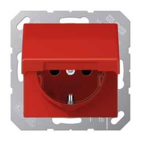 JUNG SCHUKO-розетка  с крышкой и защитой от детей, красный