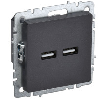 IEK BRITE BASE Черный Розетка USB A+A 3,1А РЮ10-1-БрЧ