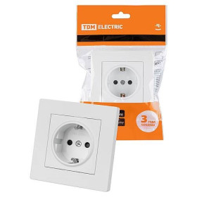TDM Розетка 2П+З 16А 250В с защ. шт. белая 