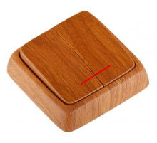 Hegel Альфа наруж Дуб ВА10-154-05 Выключатель 2-клавишный с индикацией, с изол. пластиной