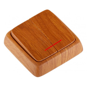 Hegel Альфа наруж Дуб ВА10-154-05 Выключатель 2-клавишный с индикацией, с изол. пластиной