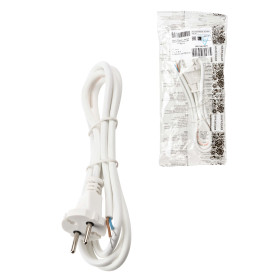 TDM Шнур сетевой с вилкой ПВСмб 2x0,75мм2 1,5м б/з белый Народный