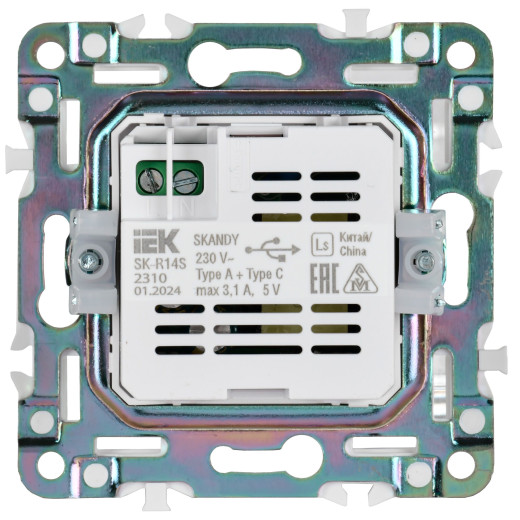 SKANDY Роз. USB A+C 3,1А SK-R14S сереб. IEK