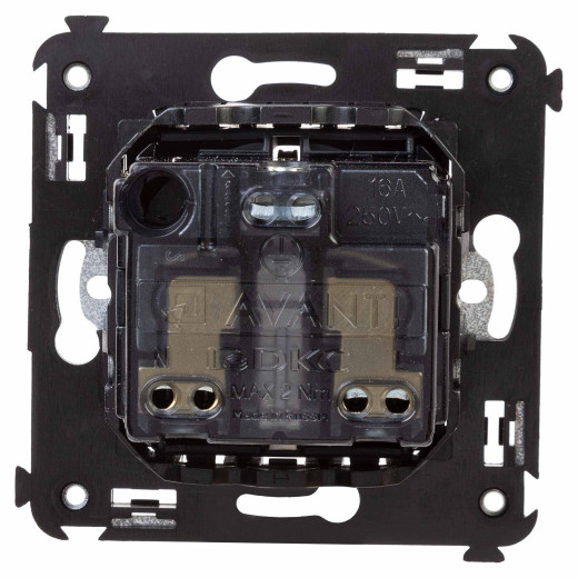Розетка в стену, 2P+E, с з/ш, Avanti, черный матовый