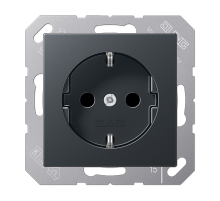 JUNG A 500 Антрацит Розетка с/з с защитными шторками безвинт. зажим