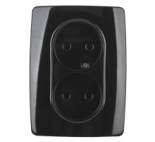 ЭРА Розетка Серия 12 12-2107-06 двойная без заземления 2X2P 16A-250В IP20 чёрный
