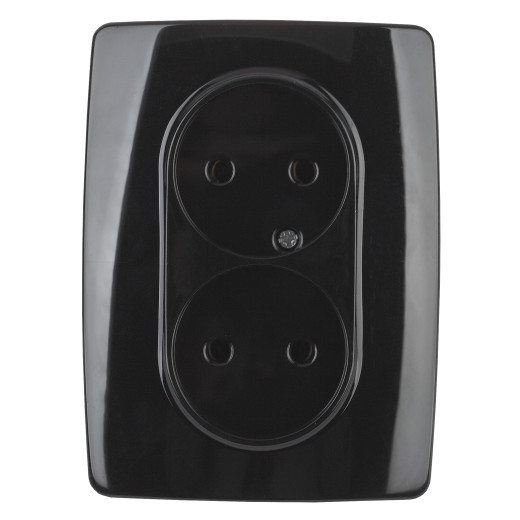Розетка ЭРА Серия 12 12-2107-06 двойная без заземления 2X2P 16A-250В IP20 чёрный
