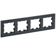 IEK BRITE DECOR Черный глянец стекло Рамка 4-м РУ-4-2-БрЧ