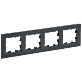 IEK BRITE DECOR Черный глянец стекло Рамка 4-м РУ-4-2-БрЧ