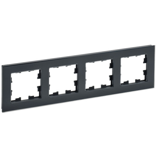 BRITE Рамка 4-мест. РУ-4-2-БрЧ стекло черн. IEK