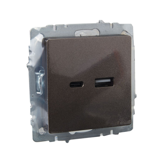 BRITE Роз. USB A+C 18Вт РЮ11-1-БрТБ бр. IEK