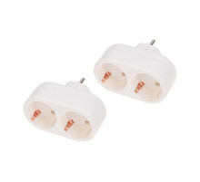 REXANT Набор двойников электрических 16 А с заземлением, белый (2Т2) (2 шт. в уп.).