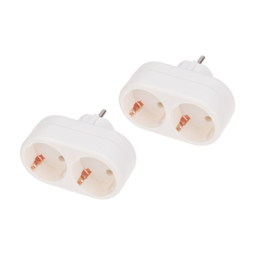 Набор двойников электрическиx 16А с/з вертикальные, белый (2 шт./уп.) REXANT