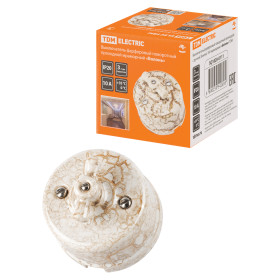 TDM Выключатель фарфоровый поворотный проходной с ручкой (бантик) 10А мраморный «Болонь»