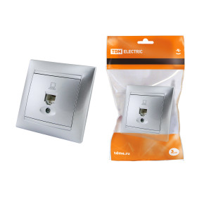 TDM Розетка компьютерная RJ45  серебр. металлик 