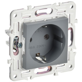 IEK SKANDY Серый Розетка с/з без защитных шторок 16А SK-R05Gr