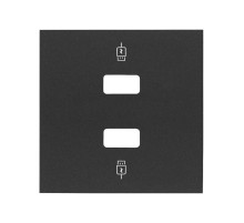 Simon 100 Черный матовый Накладка для зарядного устройства 2хUSB