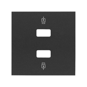 Simon 100 Черный матовый Накладка для зарядного устройства 2хUSB