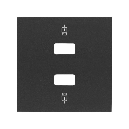 Simon 100 Черный матовый  Накладка для зарядного устройства 2хUSB