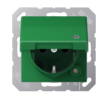 JUNG SCHUKO® розетка с крышкой, зелёная