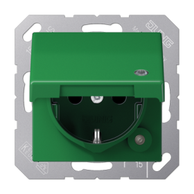 JUNG SCHUKO® розетка с крышкой, зелёная