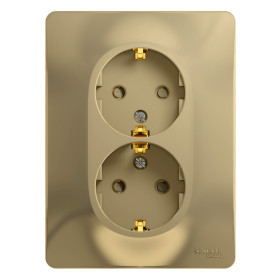 Systeme Electric Glossa Титан Розетка 2-я с/з со шторками (в сборе с рамкой)