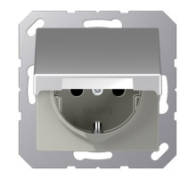JUNG Розетка SCHUKO® с крышкой термопласт алюминий