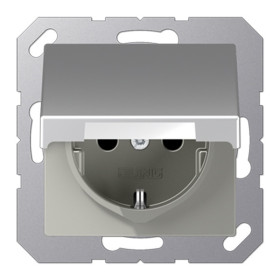 JUNG Розетка SCHUKO® с крышкой термопласт алюминий