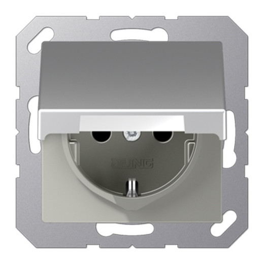 Розетка SCHUKO® с крышкой, термопласт, алюминий