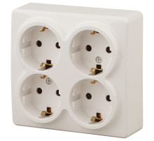ЭРА Розетка Эксперт 11-2211-02 четверная с заземлением 4х2P+E Schuko со шторками 16A-250В IP20 ОУ горизонт. слон.кость