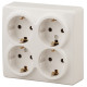 Розетка ЭРА Эксперт 11-2211-02 четверная с заземлением 4х2P+E Schuko со шторками 16A-250В IP20 ОУ горизонт. слон.кость