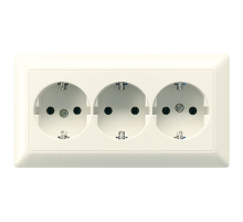 JUNG Штепсельная розетка SCHUKO 16A 250V~ тройная, полная плата слоновая кость