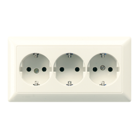 JUNG Штепсельная розетка SCHUKO 16A 250V~ тройная, полная плата слоновая кость