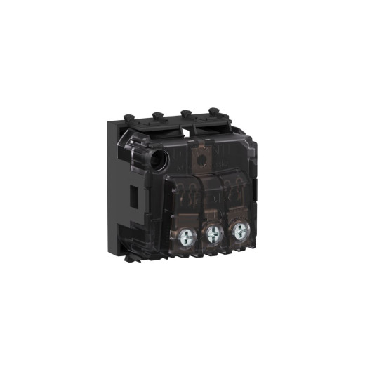 Розетка модульная, 2P+E, с з/ш, Avanti, черный квадрат, 2 модуля