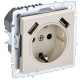 BRITE Роз. с з/к/ш 16А с USB A+A 2,1А РЮш10-1-БрКр беж. IEK