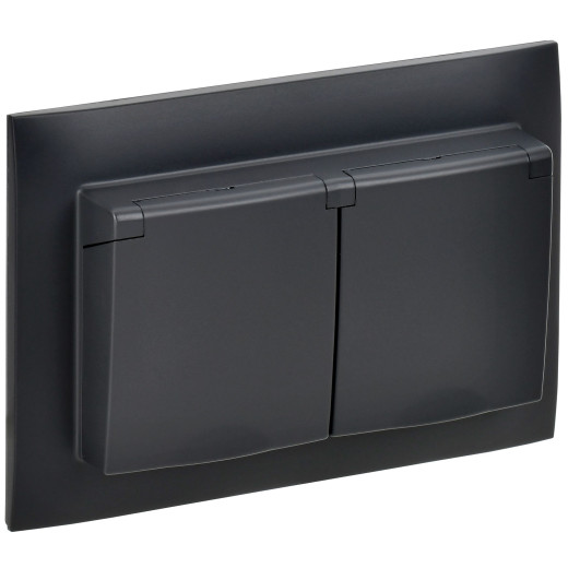 SKANDY Роз. 2-я с кр. 16А в сб IP44 SK-R12Bl черн. IEK