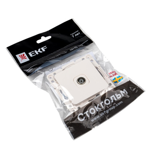 Стокгольм Механизм Розетки TV 1-местной оконечной 75Ом 5-862МГц винтовые клеммы белый EKF PROxima