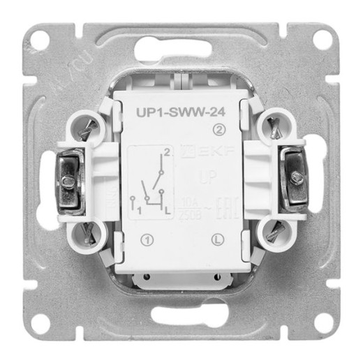 Механизм выключателя, двухклавишный, с подсветкой, белый Эпика EKF