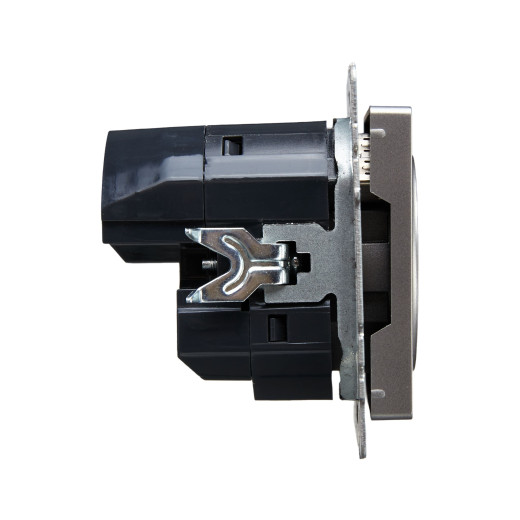 BRITE Роз. с з/к/ш 16А с USB A+C 18Вт РЮш11-1-БрС сталь IEK