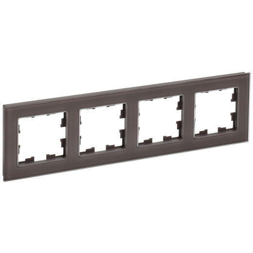 BRITE Рамка 4-мест. РУ-4-2-БрТБ стекло бр. IEK