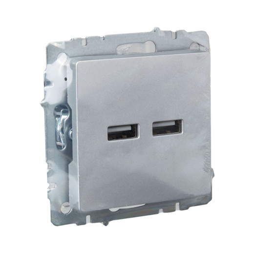 BRITE Роз. USB A+A 3,1А РЮ10-1-БрА алюм. IEK