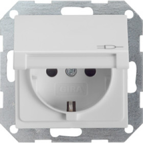 Gira S-55 Сер матовый Розетка с/з с крышкой
