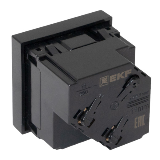 Розетка 45x45 с зазем. 45 градусов, быстрозажимные клеммы, черная, матовая EKF