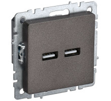 IEK BRITE BASE Темн.бронза Розетка USB A+A 3,1А РЮ10-1-БрТБ