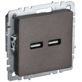 IEK BRITE BASE Темн.бронза Розетка USB A+A 3,1А РЮ10-1-БрТБ