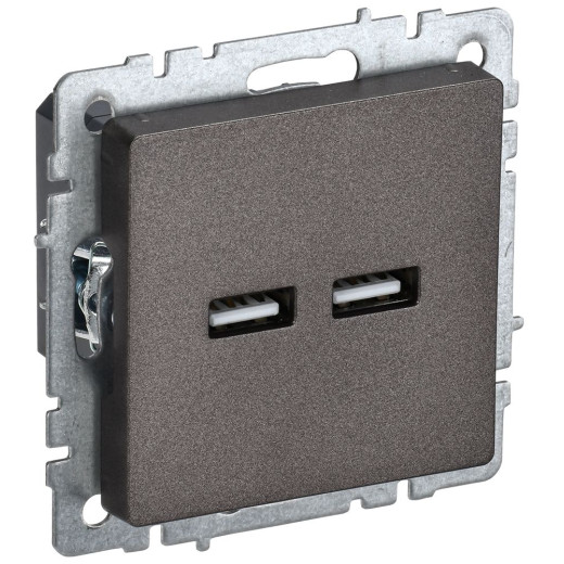 BRITE Роз. USB A+A 3,1А РЮ10-1-БрТБ бр. IEK