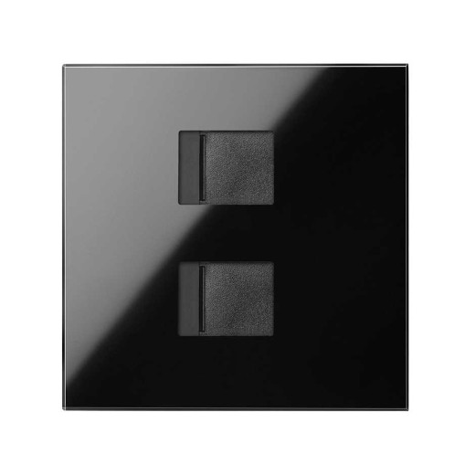 Simon 100 Черный глянец Накладка розетки 2xRJ45