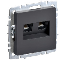 IEK BRITE BASE Графит Розетка компьютерная двойная RJ45 кат.5E РК10-2-БрГ