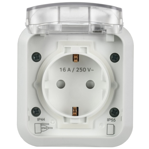 TORS Розетка 1-я с з/к кр. 16А IP55 TS320 белый IEK